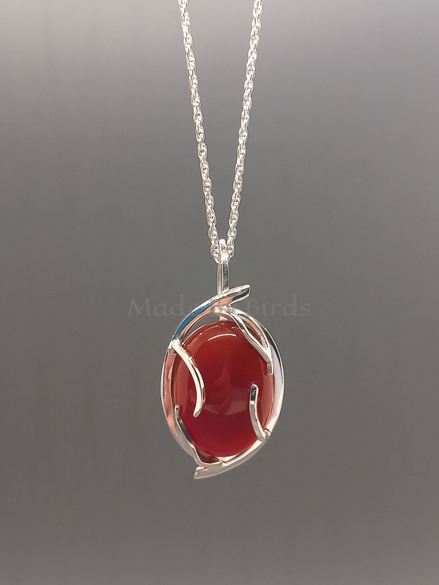 Carnelian and Sterling Silver Flowing Pendant Necklace