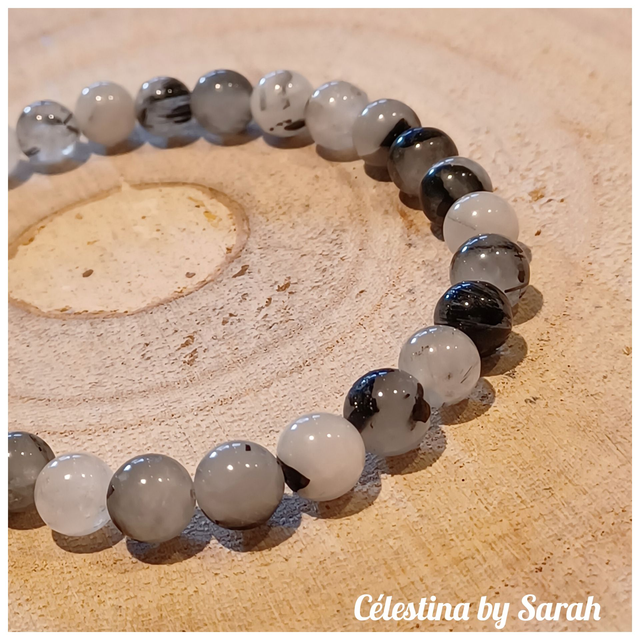 Bracelet Quartz Tourmaliné 6mm Taille Dame