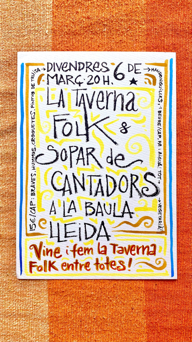 🎶🍽 TAVERNA FOLK AMB SOPAR DE CANTADORS 🍽🎶