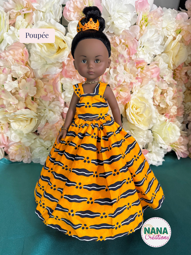 Poupée Corolle “Les Chéries” 33 cm – Robe faite main en tissu wax