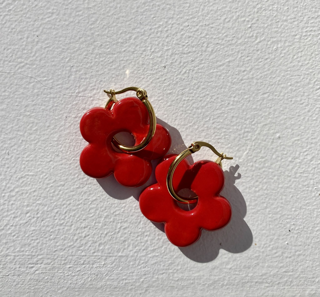 Boucles d&#039;oreilles fleurs en céramique