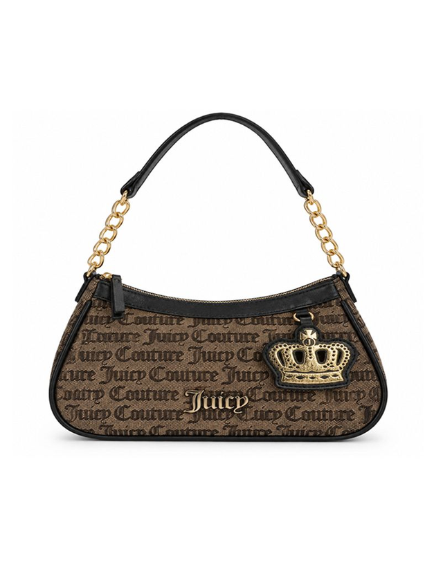 Juicy Couture Cartera de Hombro Diseño Monograma Cafe