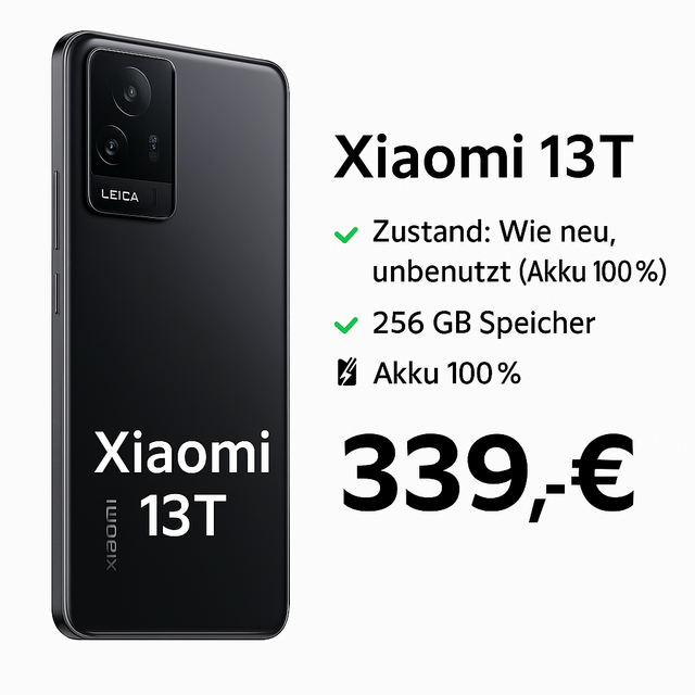 📱 Xiaomi 13T – Schwarz – 8 GB RAM – 256 GB