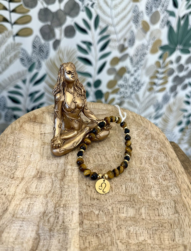 Bracelet Lion - Oeil de tigre &amp; Agate noire