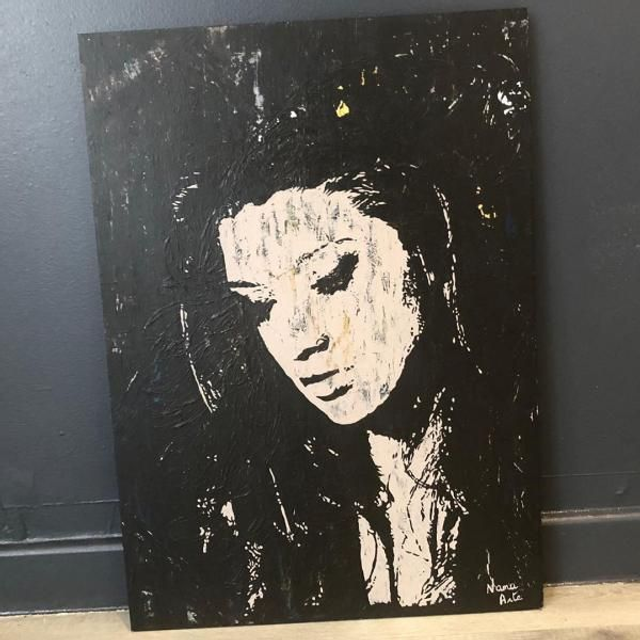 WOMAN &amp; PIERCING [PEINTURE SUR BOIS]