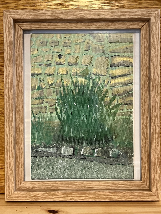 Acrylic Painting - Lilies by the Wall