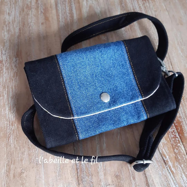 Sac Ceinture en jean upcyclé - Bicolore Bleu/Noir