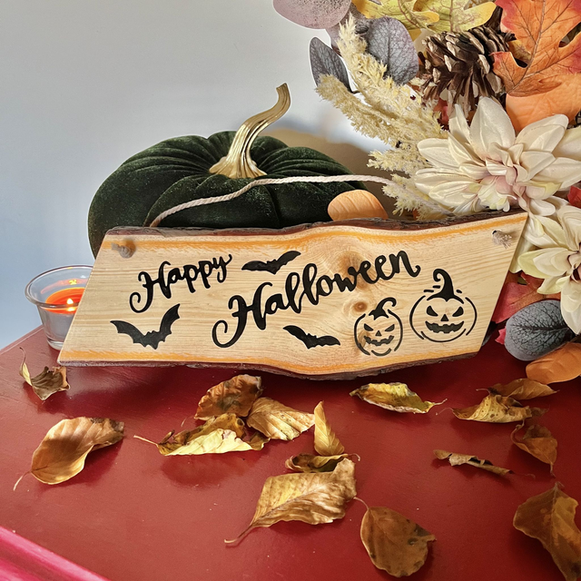 Handcrafted Pine Wood Halloween Wall Hanging