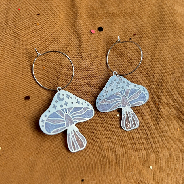Pastel Celestial Mushroom Earrings