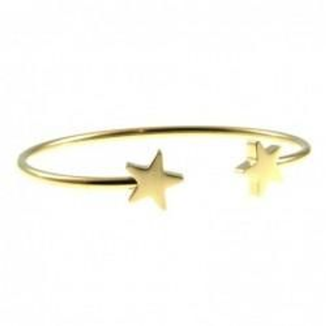Bracciale donna rigido in acciaio dorato con stelle 