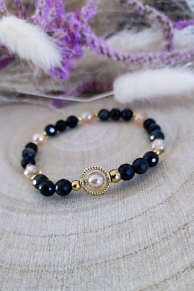 Bracelet "Protection et Pouvoir personnel" Obsidienne facettée