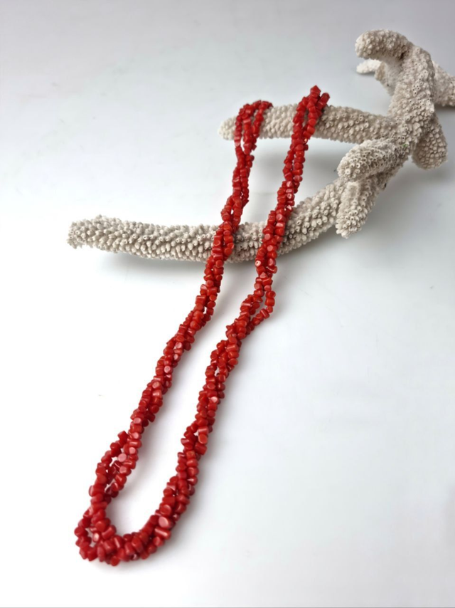 Collana 3 fili di Corallo Rosso