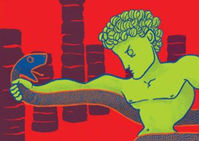 'Apollo and the Serpent of Delphi' A6 Postcard/Print