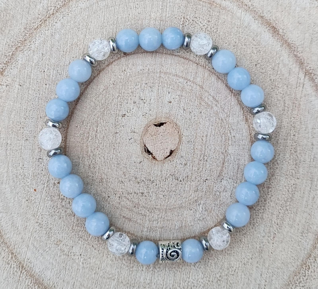 Angélite et Cristal de Roche Crack