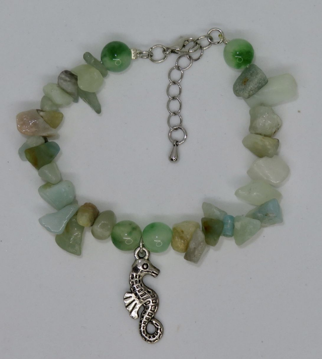 Bracelet en Amazonite du Brésil avec Quartz vert