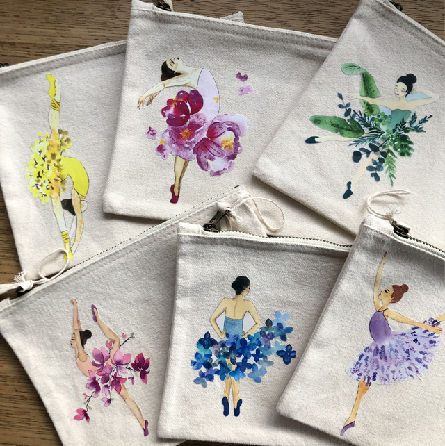 Pochette trousse illustrée Flore la Ballerine 