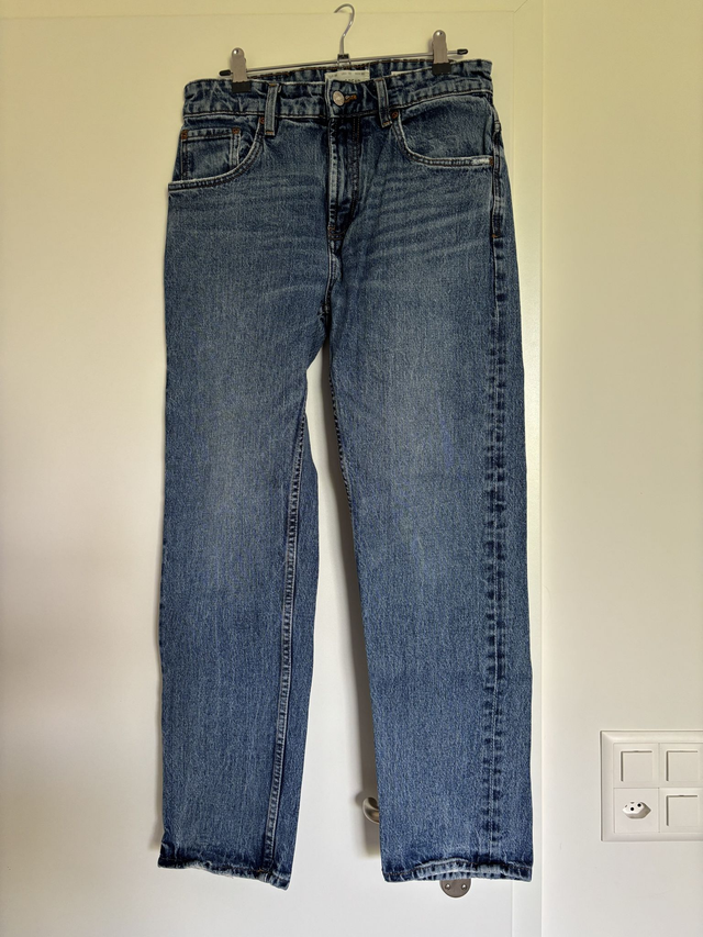 Pantalon Jeans Pull&amp;Bear bleu délavé straight vintage (50)