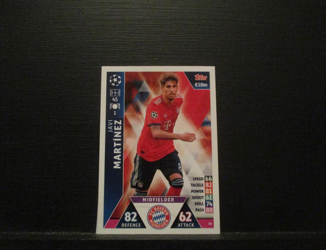 Javi Martinez - UEFA Champions League Match Attax 2018/19 Original Trading Card #80