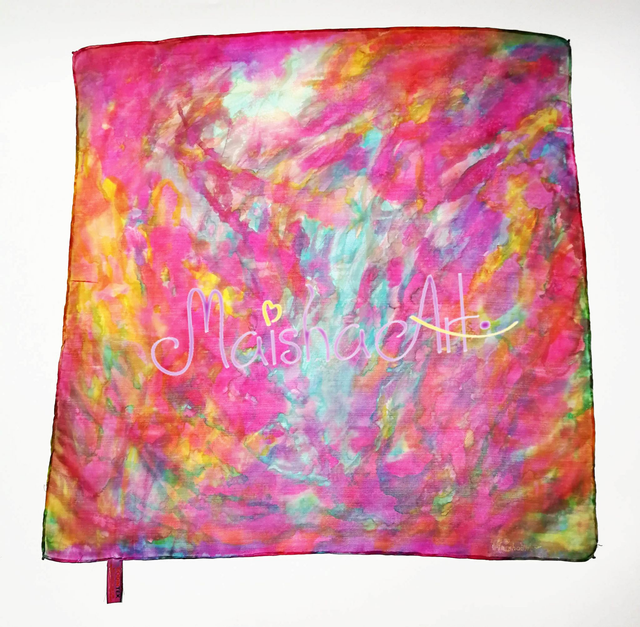 Unikatna, Ročno poslikana Svilena Ruta, Raj