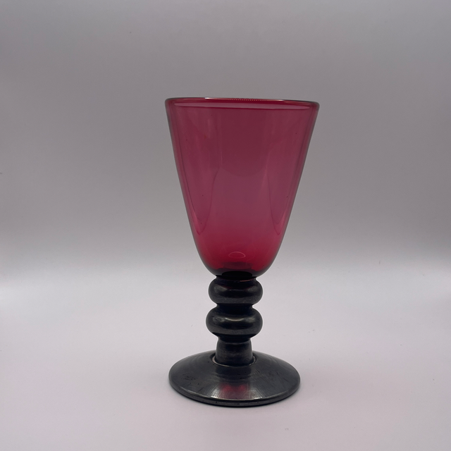 Anthony Stern Pink Glass Goblet with Painted Base