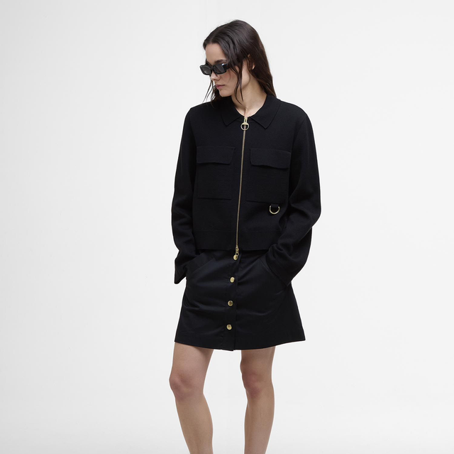 Barbour Alma Knitted Zip Through Cardigan Black