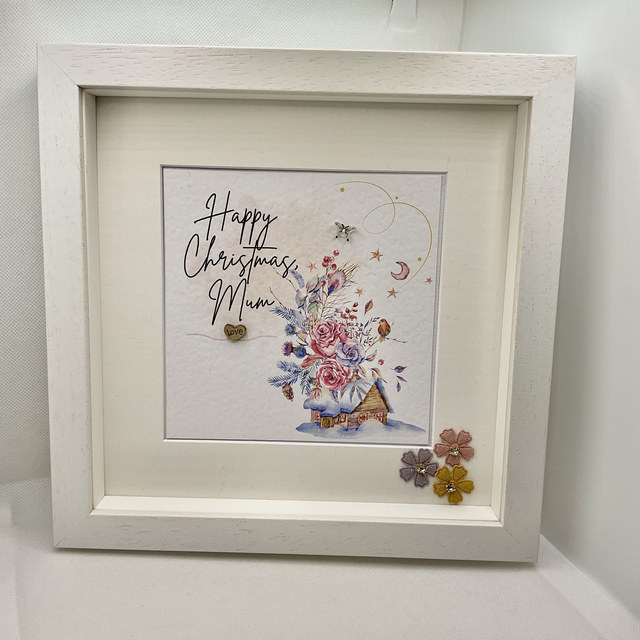 Personalised Christmas frame. Beautiful winter design.