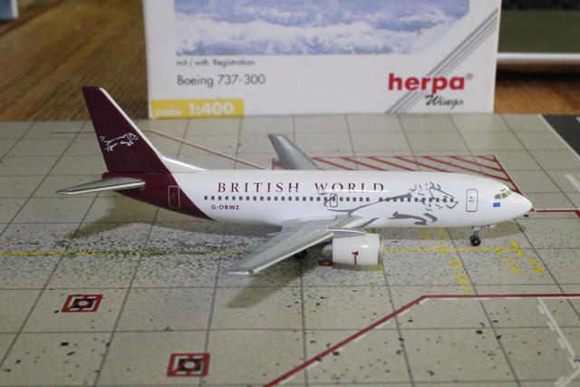 British World Airlines LTD B737-300 (G-OBWZ), 1:400, Herpa