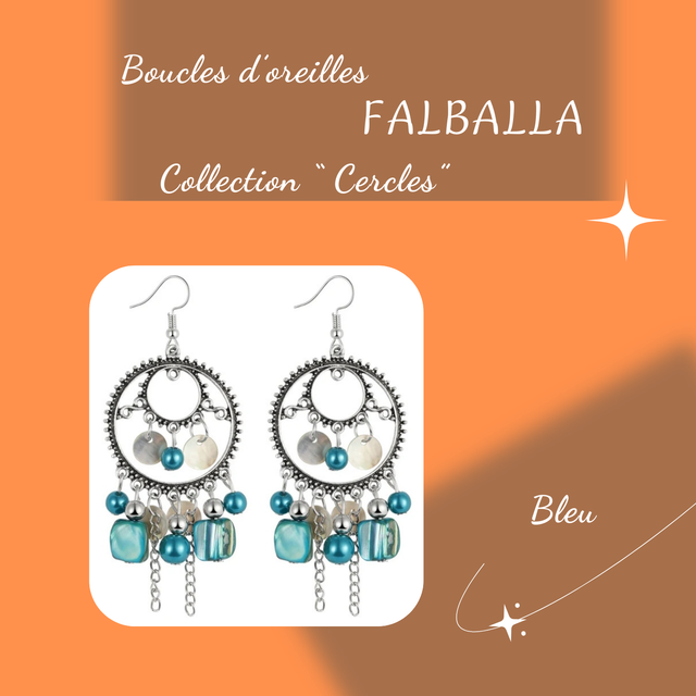 Boucles d&#039;oreilles FALBALLA - Collection Cercles - Bleu