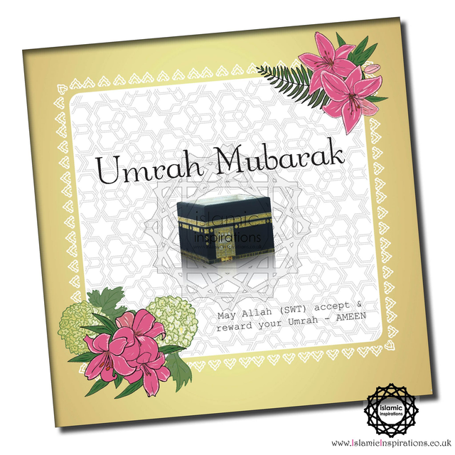 Umrah Mubarak Bouquet Greeting Card - UMR006