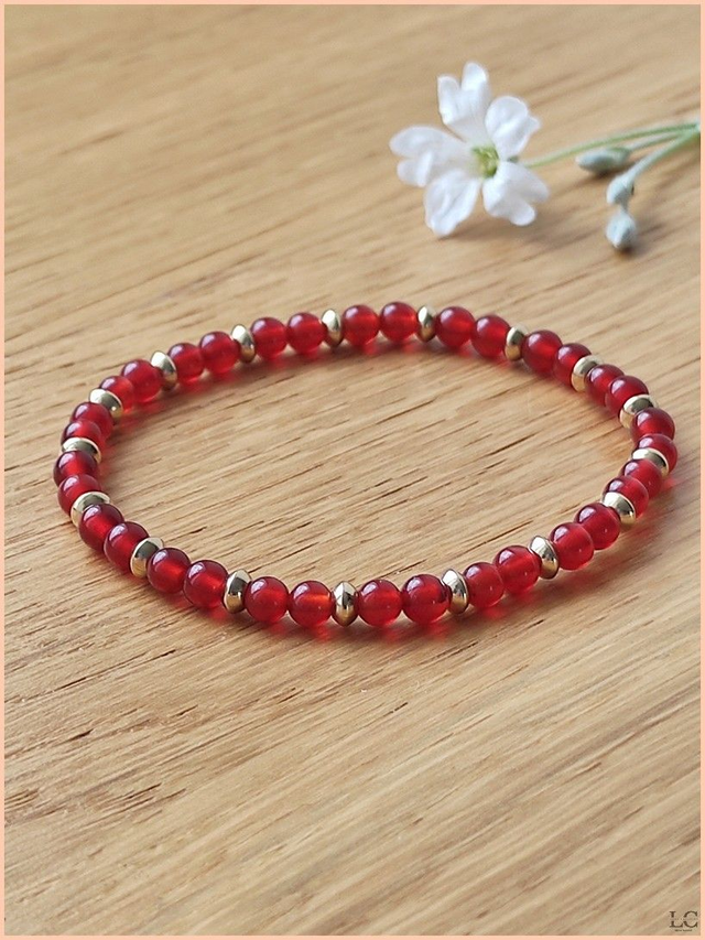 Bracelet 4mm - Agate rouge 