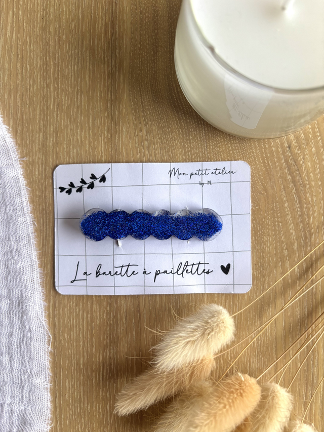 La barette à paillettes - Bleu électrique
