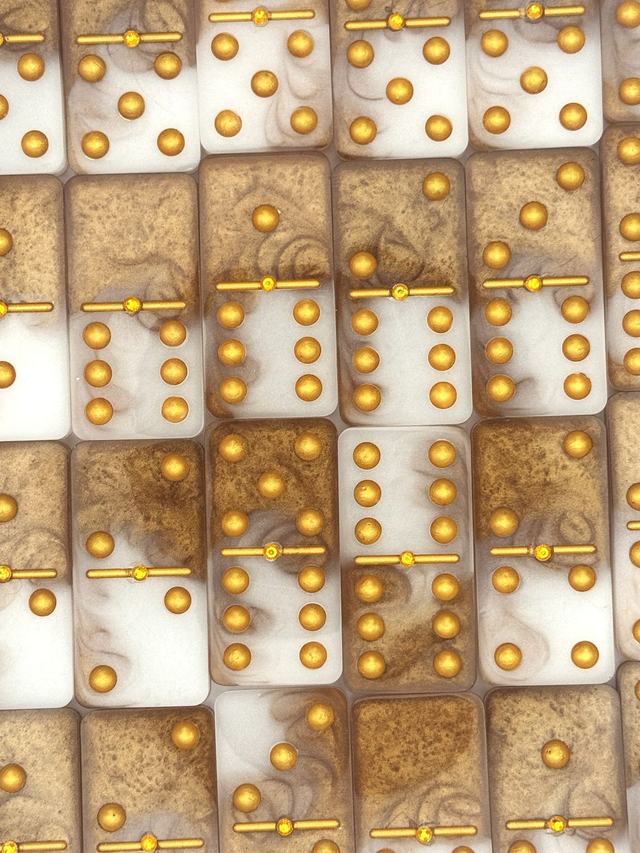 Resin Domino Set with Golden Accents