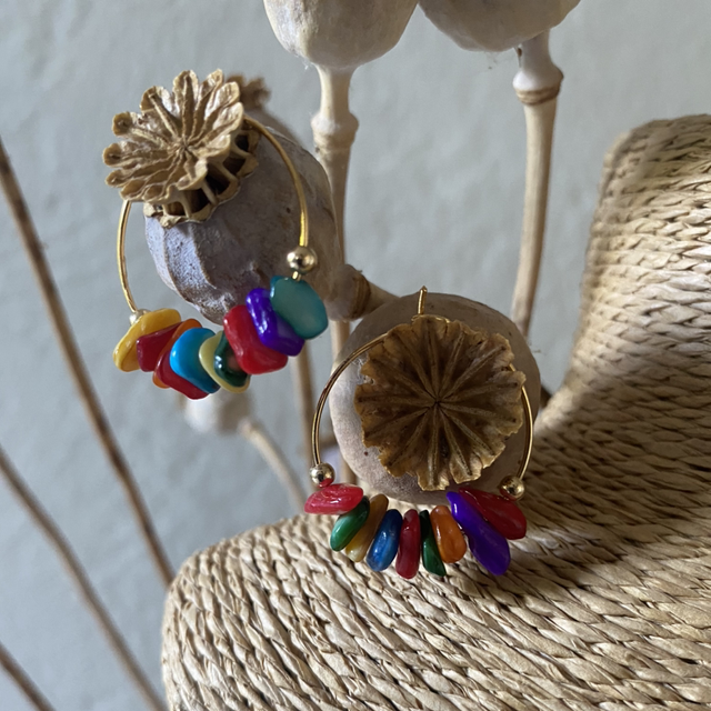 Boucles d&#039;oreilles DINA - NACRE  COLORE