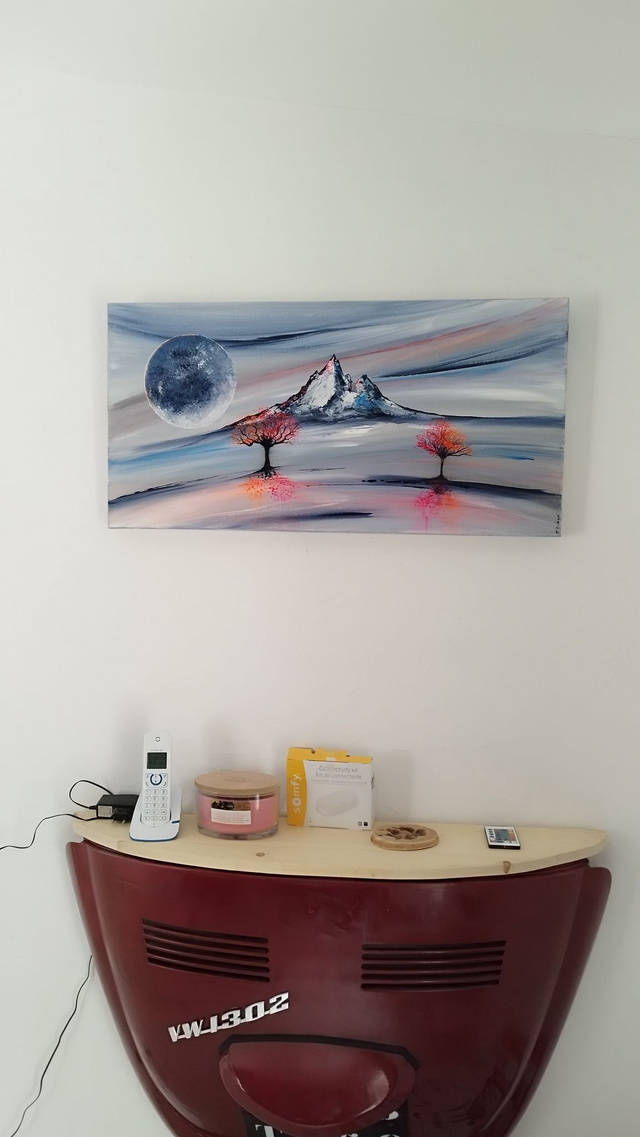 Tableau peinture sur toile 40x80 - œuvre d'art originale moderne signée