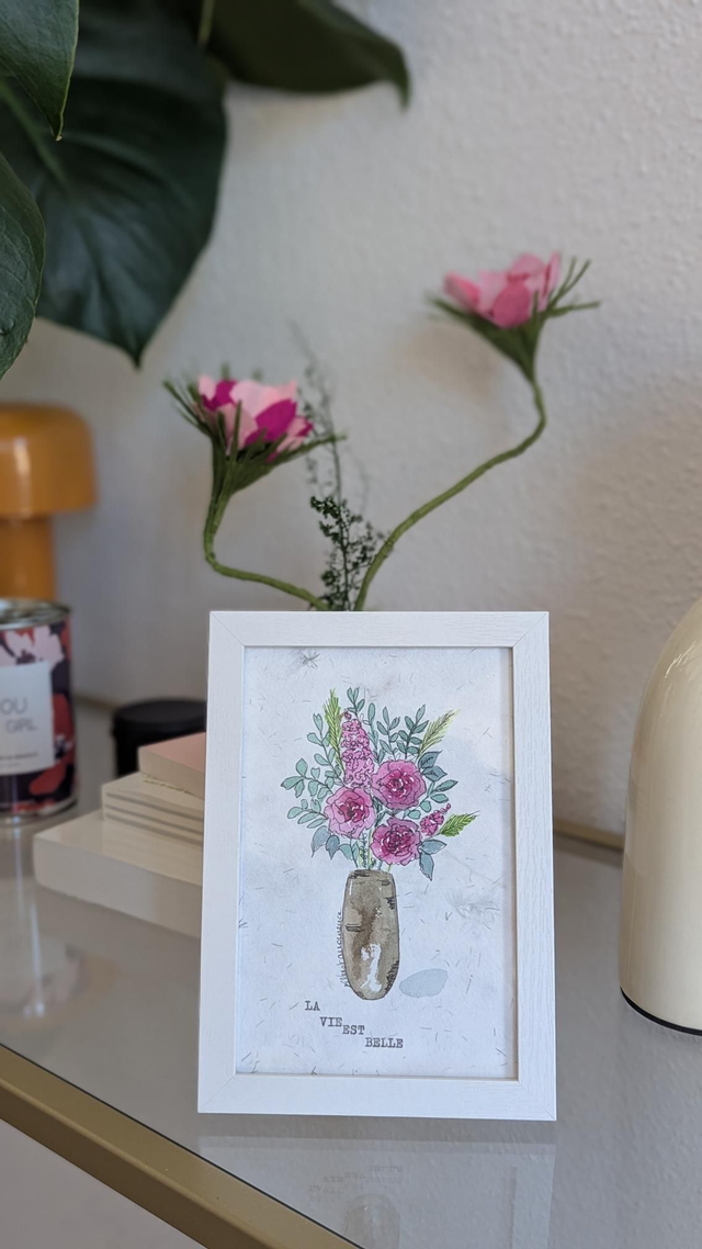 Aquarelle originale - La vie est belle - avec cadre