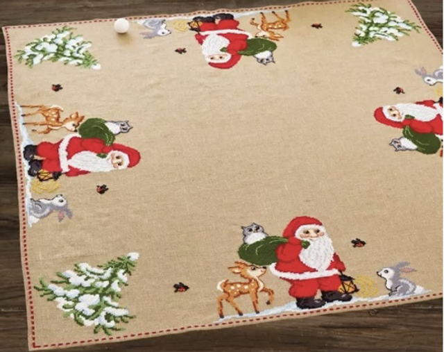 Permin Santa and Owl Tree Skirt/Mat Christmas Tree Skirt Kit