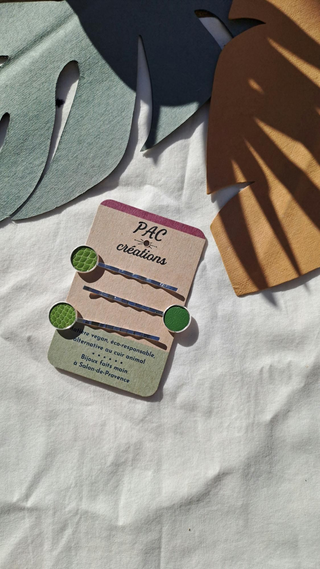 Lot de 3 barrettes pinces à cheveux en matières végétales 