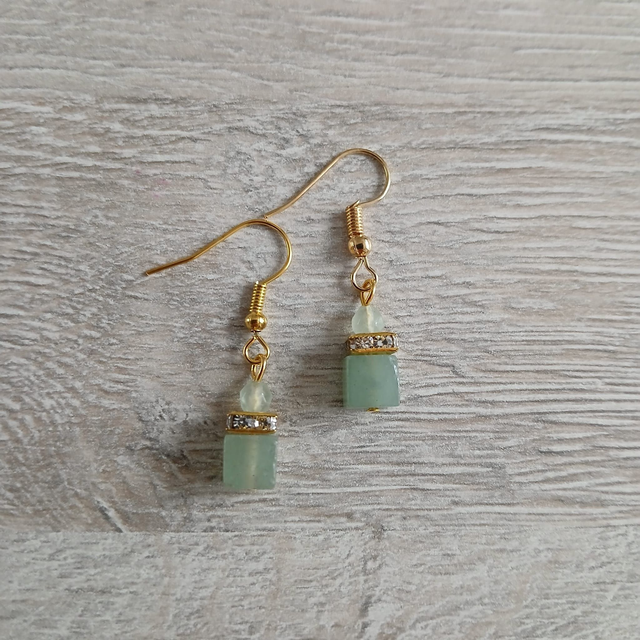 Dames oorbellen Aventurijn – goudkleurig RVS (1.333)