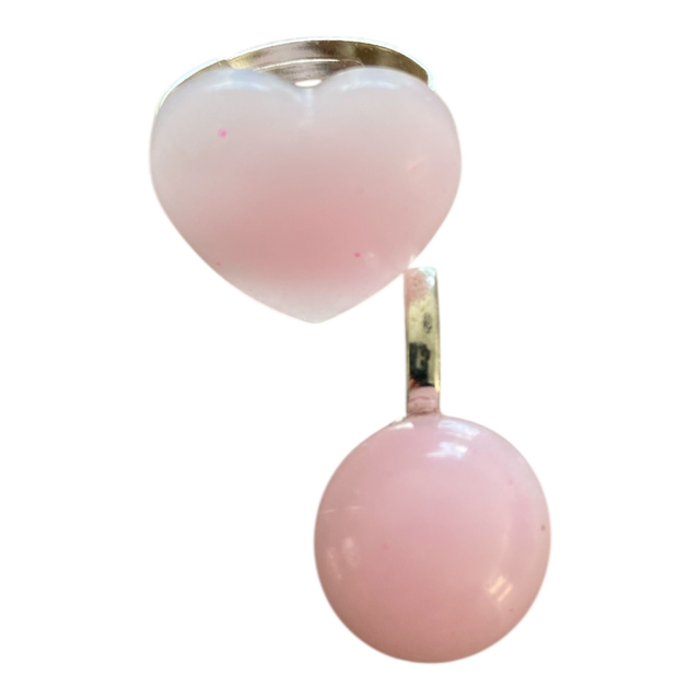 Pendentif rose pâle et bague coeur