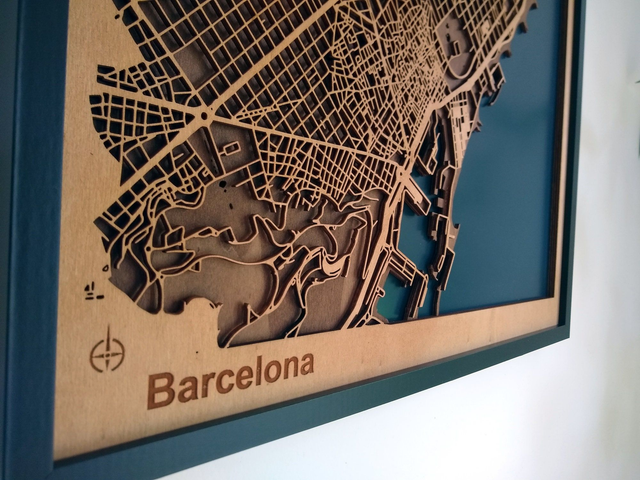 B01 – Carte de Barcelone 3d - Decoration murale