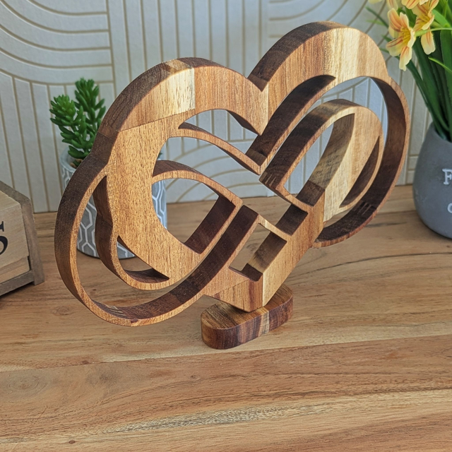 Cœur infini en acacia