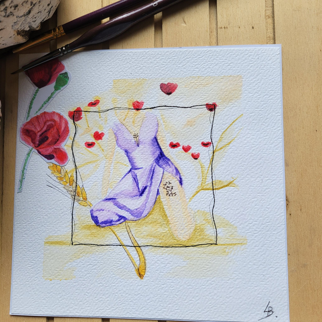 Illustration ORIGINALE "Glamour et coquelicots"