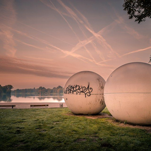 Aaseekugeln mit Graffiti