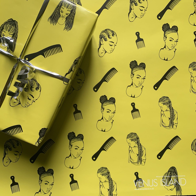 Black Girl Braids Wrapping Paper V2 - Gift Wrap