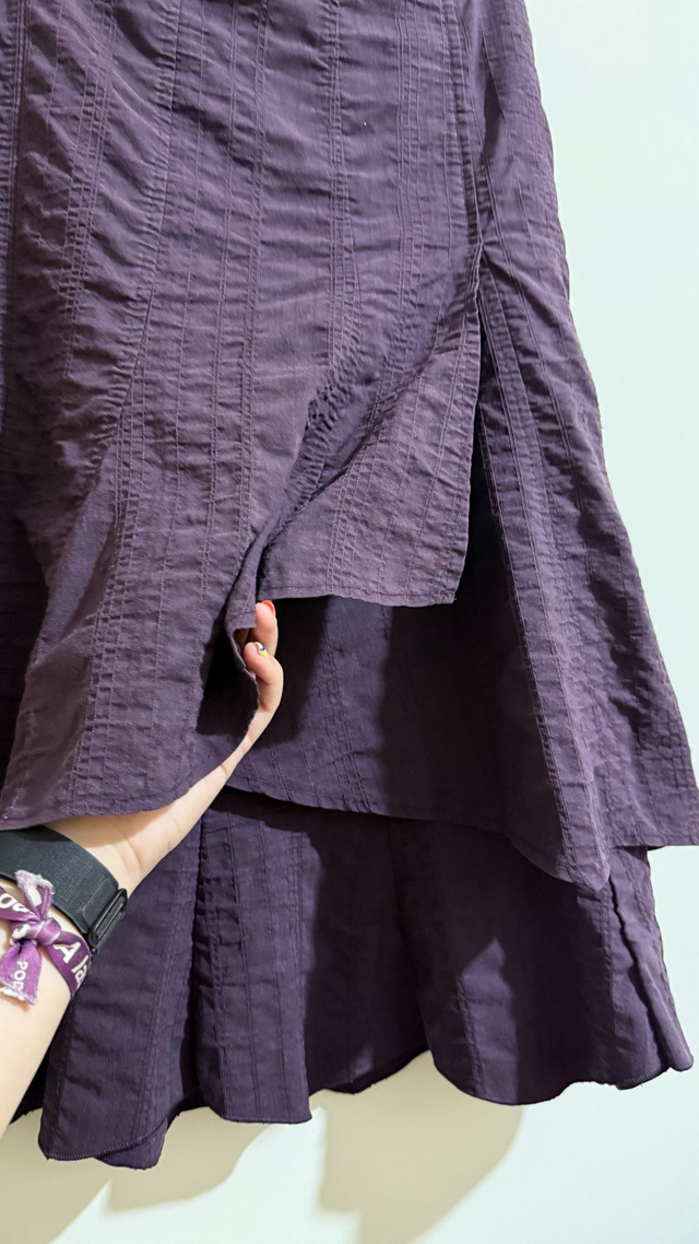 90s Aubergine Layered Midi Skirt - M