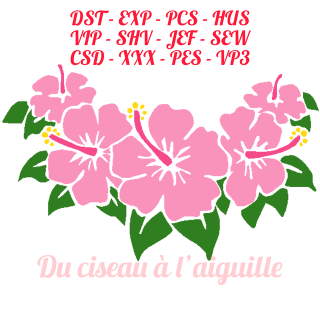 fichier broderie hibiscus - Cadre 10x10 / 12 Formats