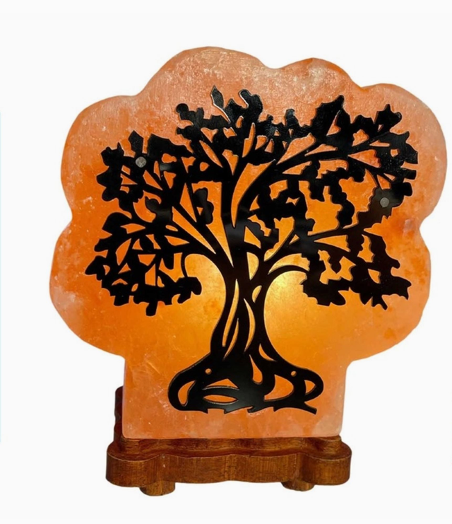 Lampe en cristal de sel de l'Himalaya Arbre de Vie 