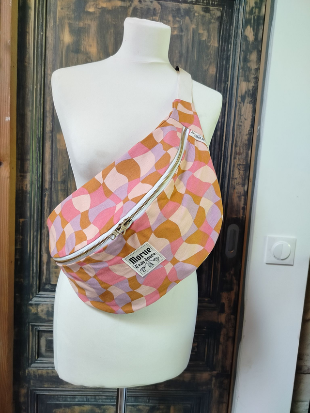 sac banane XXL psyché damier pastel 