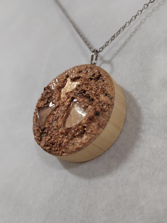 Echoes of the wild 5 - Bronze and brown textured pendant with chain
