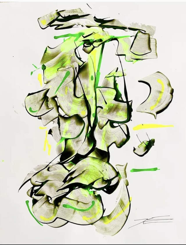 Oeuvre sur papier - Géant vert - 50x65cm